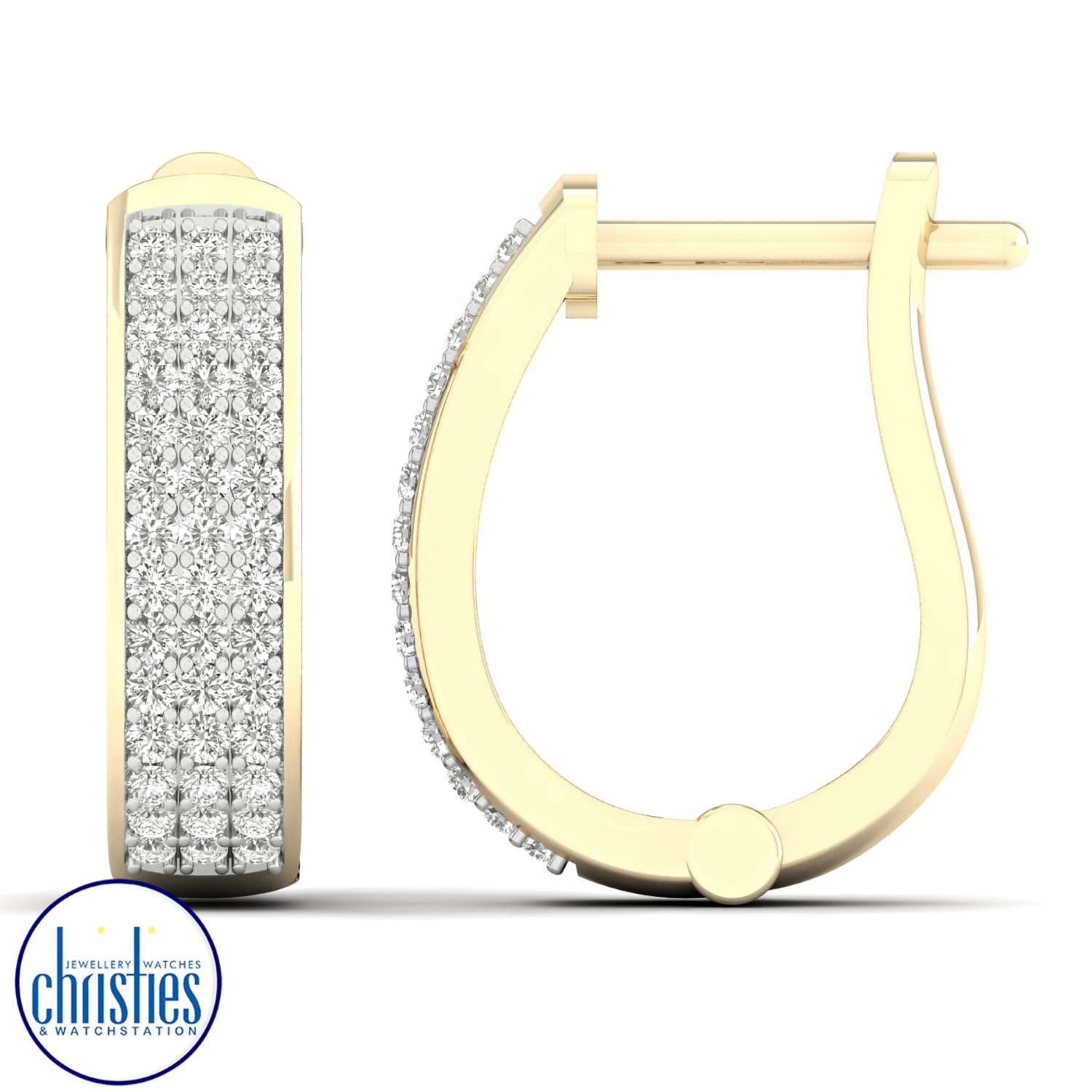 18ct Yellow Gold Diamond Huggie Earrings 0.40ct TDW solitaire diamond necklace nz