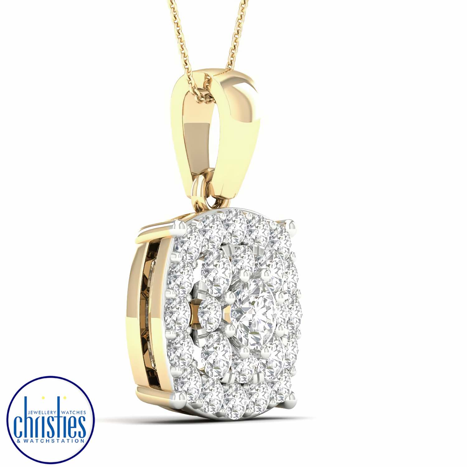 18ct Yellow Gold Diamond Set Pendant 0.50ct TDW PF14575.  Diamond necklace nz $1,850.00