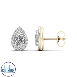 18ct Yellow Gold Diamond Stud Earrings 1.00ct TDW EF19381