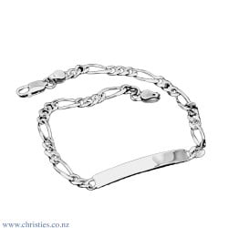 20624 Sterling Silver ID Figaro Light Bracelet