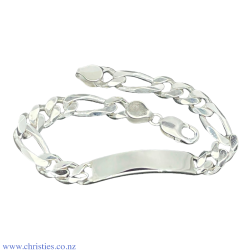 20632 Sterling Silver ID Figaro Heavy Bracelet