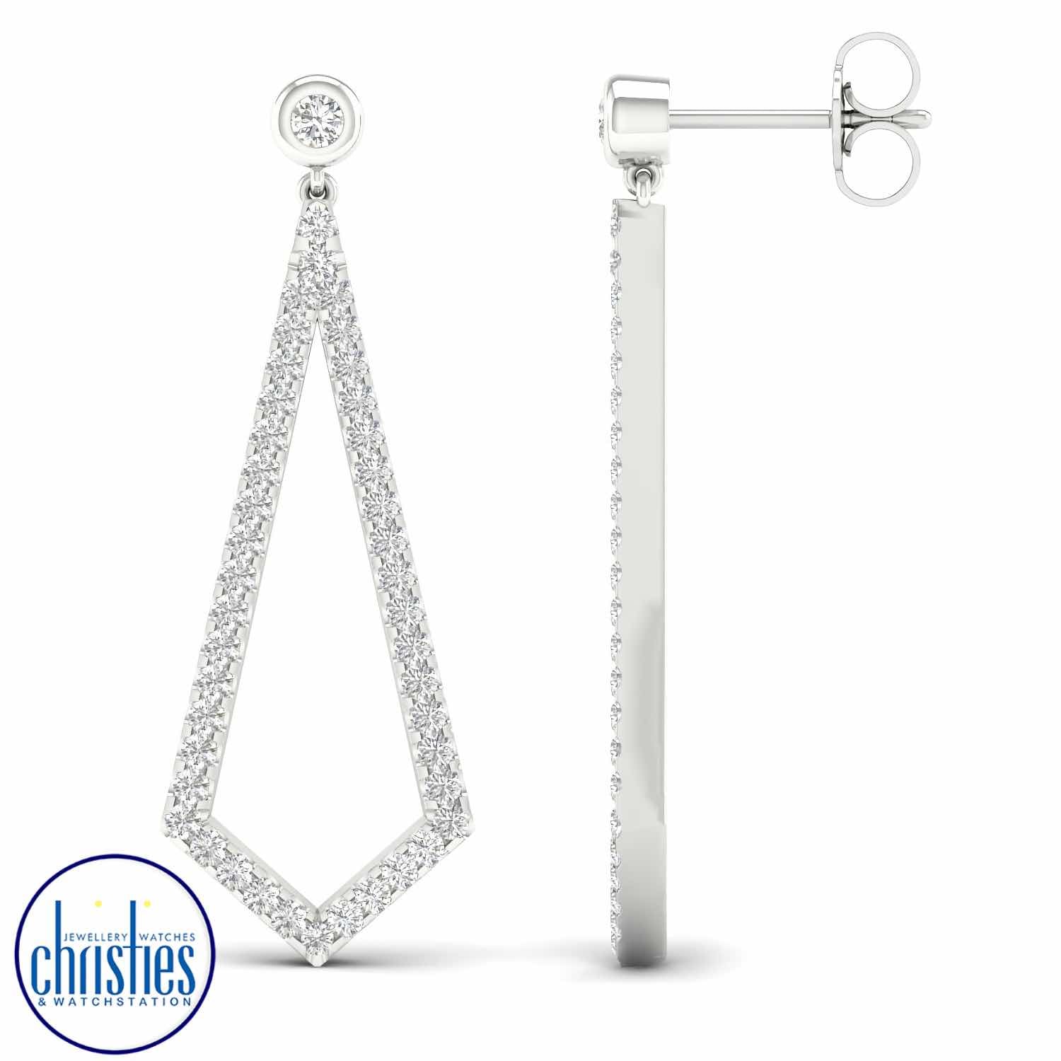 9ct White Gold Diamond Drop Earrings 0.50ct TDW EF14322/9KW chunky gold necklace nz 9ct White Gold Diamond Drop Earrings 0.50ct TDW solitaire diamond necklace nz