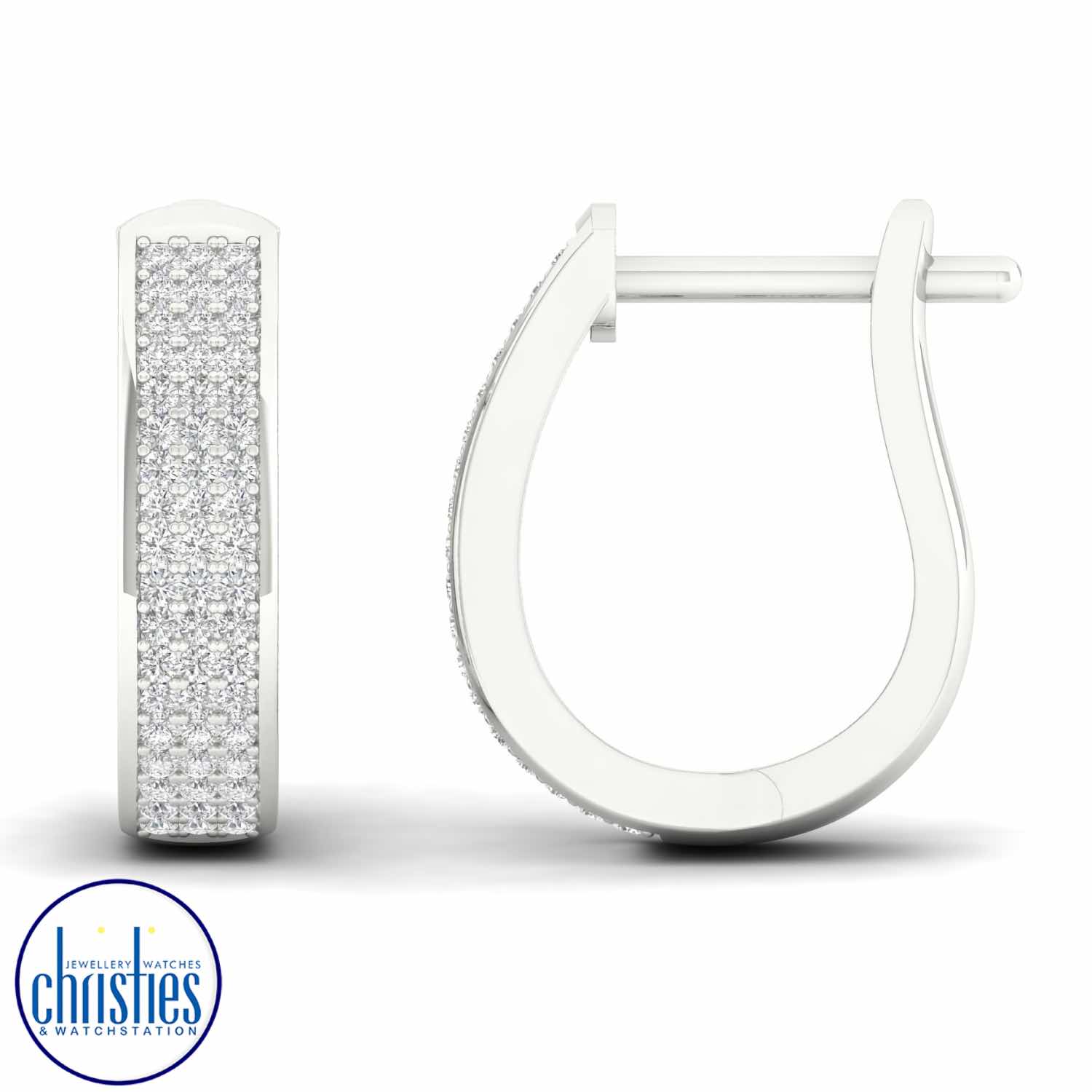 9ct White Gold Diamond Hoop Earrings 0.25ct TDW EF14203/9KW chunky gold necklace nz 9ct White Gold Diamond Hoop Earrings 0.25ct TDW solitaire diamond necklace nz