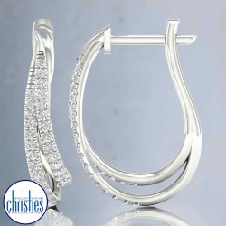 9ct White Gold Diamond Hoop Earrings 0.33ct TDW  EF20518