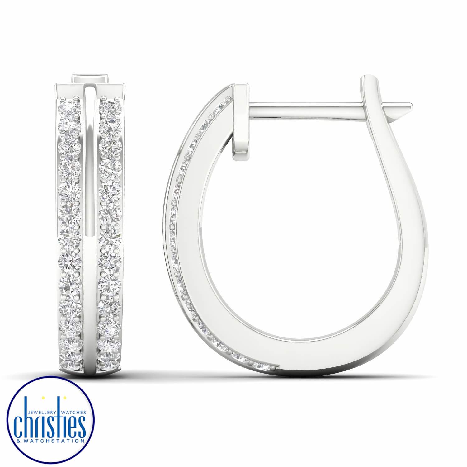 9ct White Gold Diamond Hoop Earrings 0.33ct TDW solitaire diamond necklace nz
