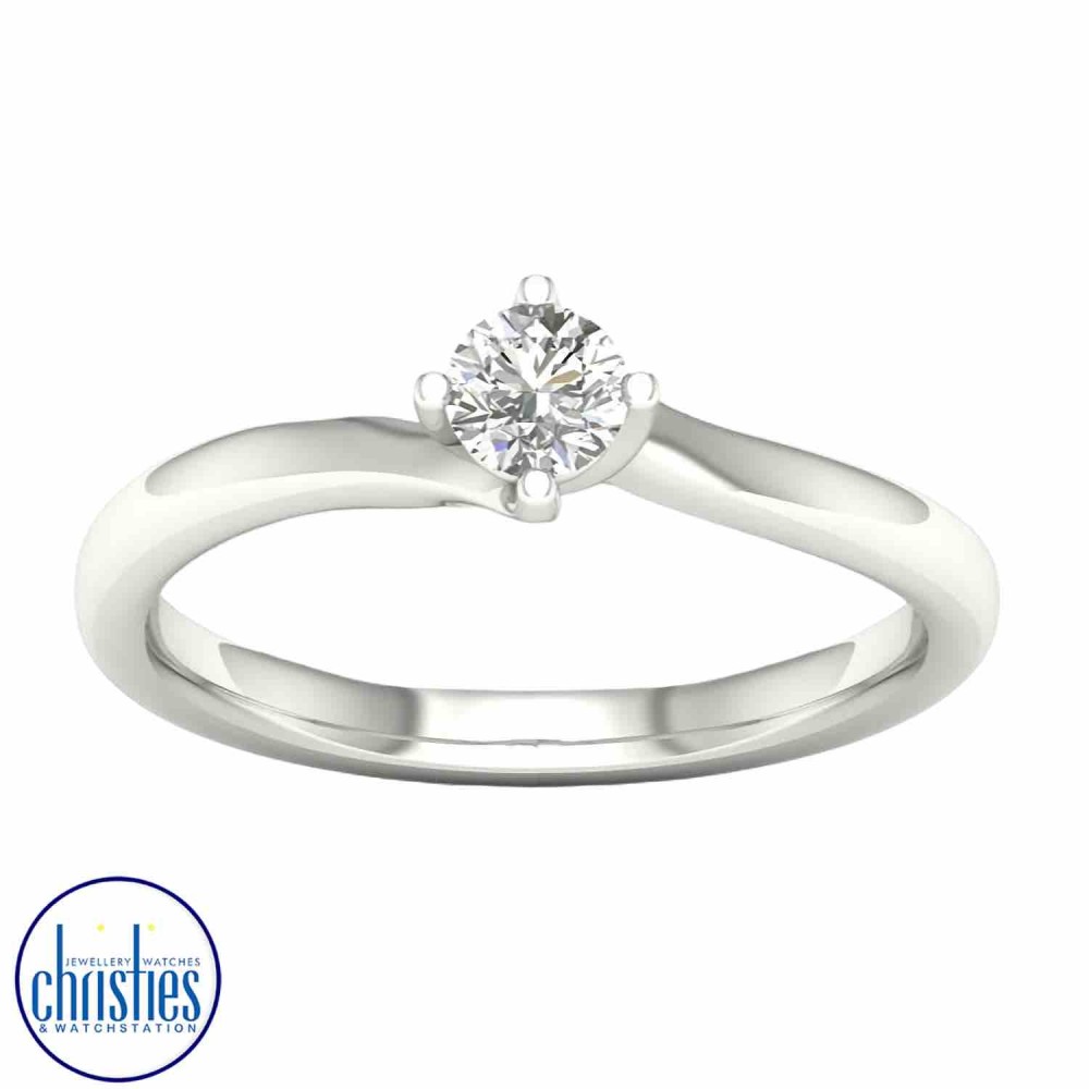 9ct White Gold Diamond Solitaire Ring  0.25ct TDW RS0608.  Affordable Engagement Rings Nz $1,495.00