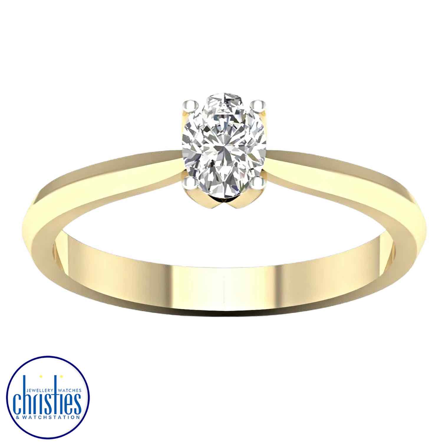 9ct Yellow Gold Oval Diamond Solitaire Ring 0.50ct RS0899.  Affordable Engagement Rings Nz $4,500.00