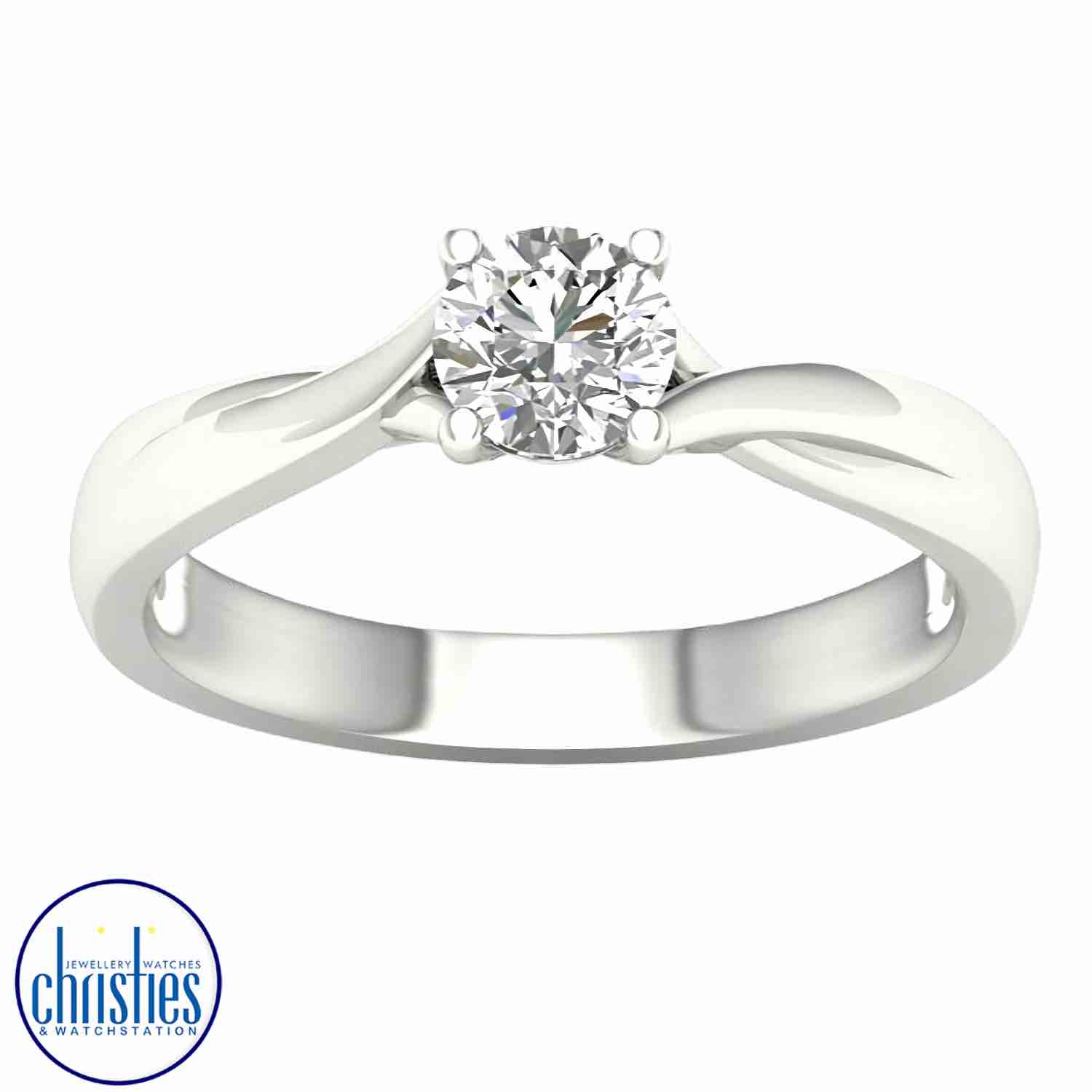 9ct White Gold  Diamond Solitaire Ring 0.50ct RS1379.  Affordable Engagement Rings Nz $3,500.00