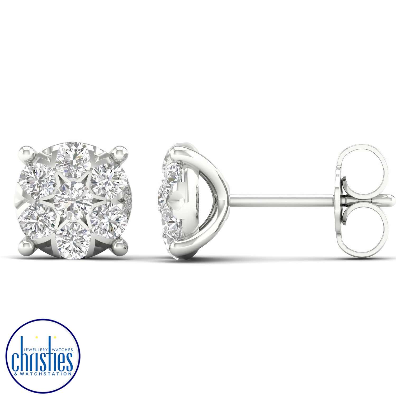 9ct White Gold Diamond Stud Earrings 0.75ct TDW EF13724/9KW chunky gold necklace nz 9ct White Gold Diamond Stud Earrings 0.75ct TDW solitaire diamond necklace nz