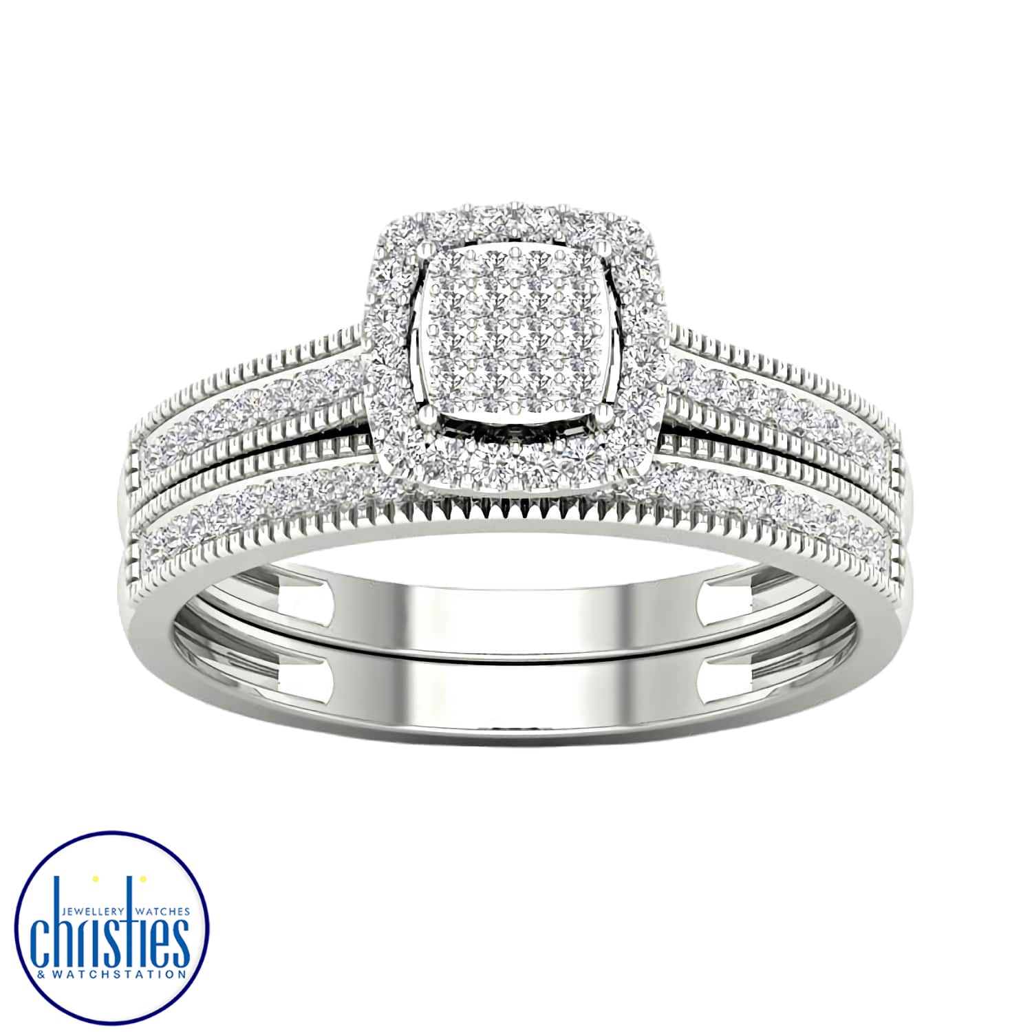 9ct White Gold Diamond Wedding Set  0.25ct TDW RB14407. A 9ct White Gold Diamond 2 Ring Wedding Set  0.25ct TDW Afterpay - Split your purchase into 4 instalments - Pay for your purchase over 4 instalments, due every two weeks. You’ll pay your first instal