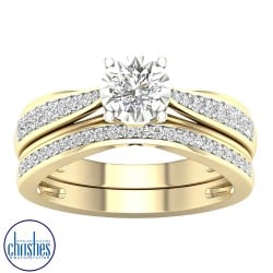 9ct Yellow Gold Diamond Bridal Ring Set 0.50ct TDW RB14698