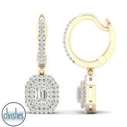 9ct Yellow Gold Diamond Dangle  Earrings 0.50ct TDW