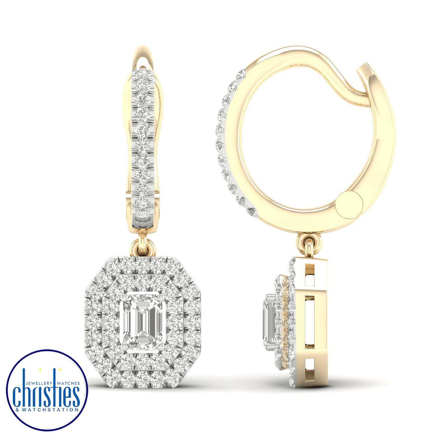 9ct Yellow Gold Diamond Dangle Earrings 0.50ct TDW EF14300/9KY chunky gold necklace nz 9ct Yellow Gold Diamond Dangle Earrings 0.50ct TDW solitaire diamond necklace nz