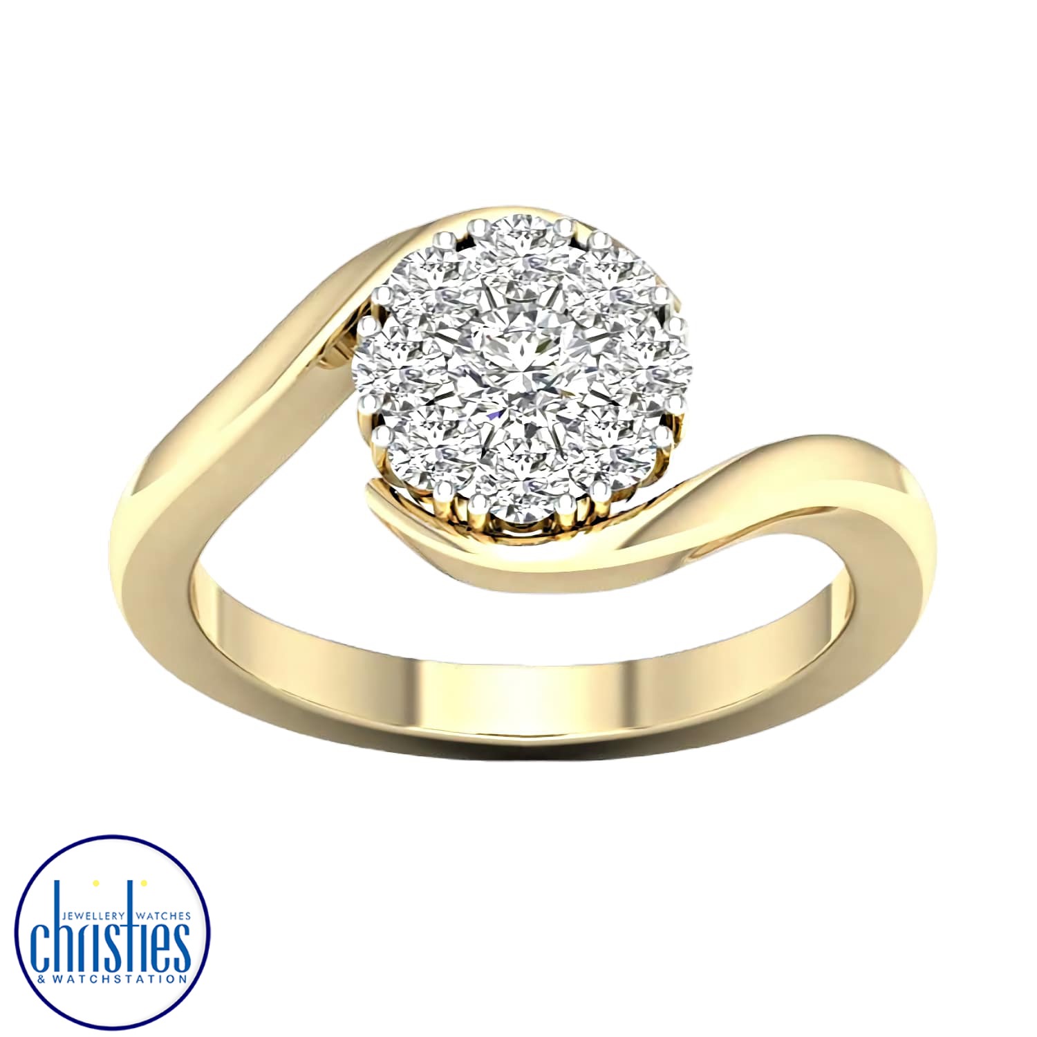 9ct Yellow Gold Diamond Engagement Ring  0.50ct TDW RF17892.  Affordable Engagement Rings Nz $2,150.00
