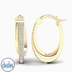 9ct Yellow Gold Diamond Hoop Earrings 0.25ct TDW  