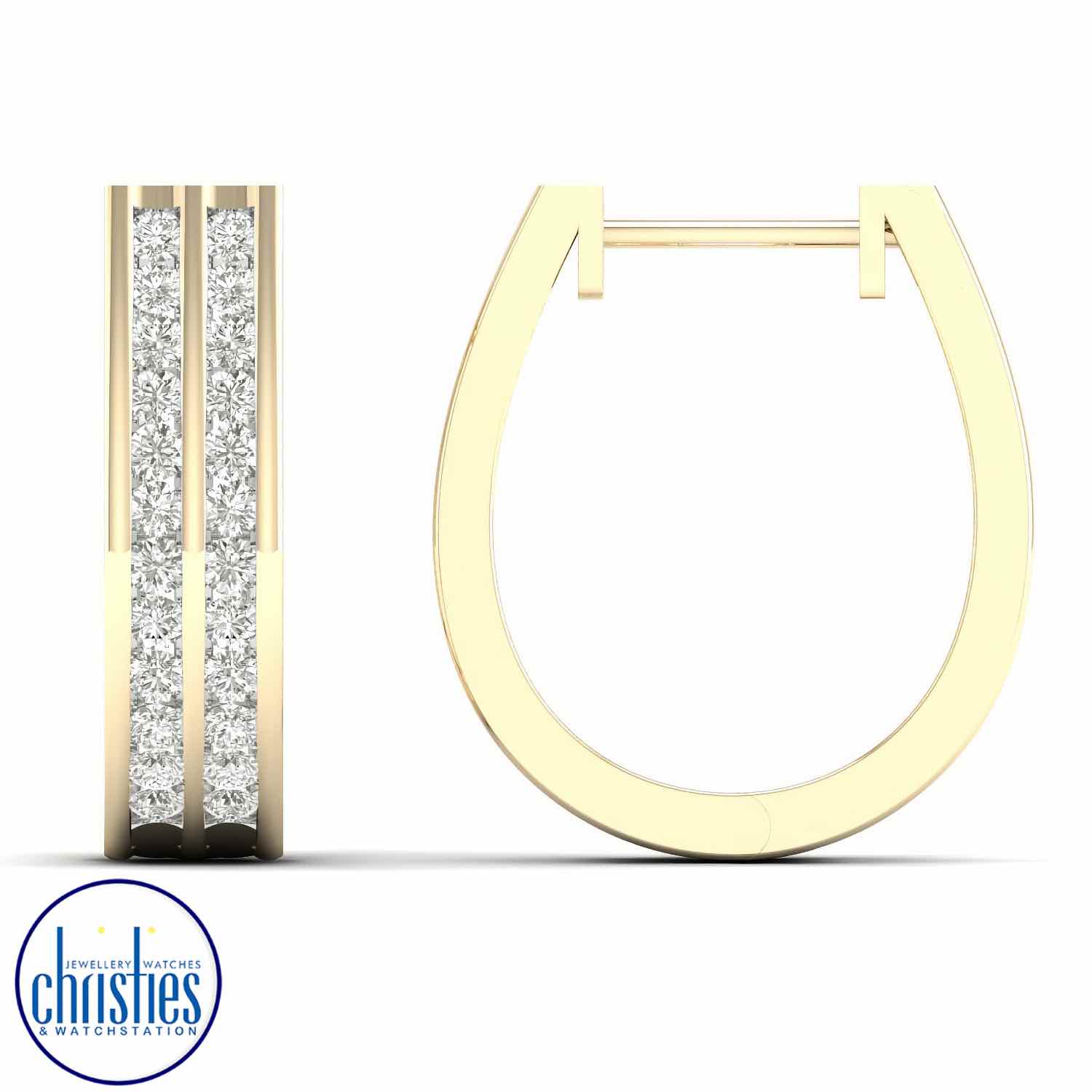 9ct Yellow Gold Diamond Huggie Earrings 0.50ct TDW EF15498 EF15498/9KY chunky gold necklace nz 9ct Yellow Gold Diamond Huggie Earrings 0.50ct TDW EF15498 solitaire diamond necklace nz