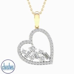 9ct Yellow Gold Diamond Set Heart Pendant 0.33ct TDW PH4677