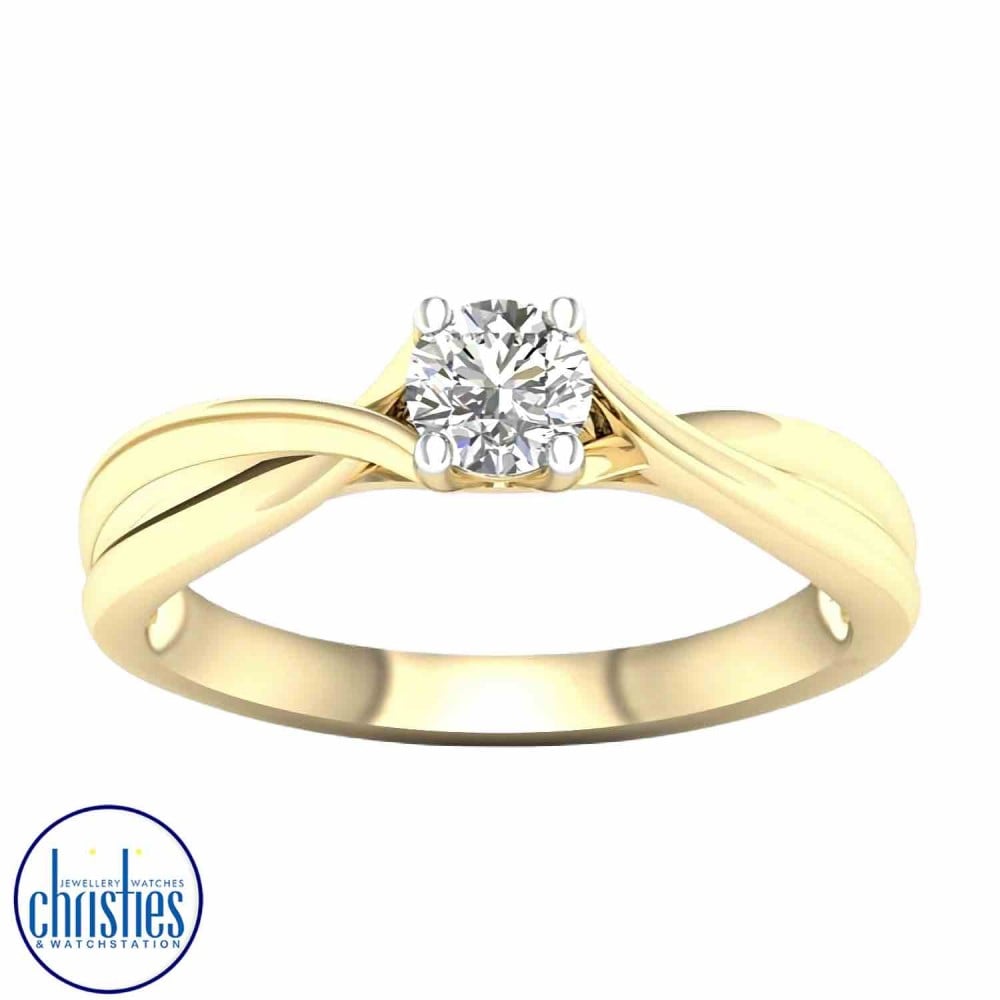 9ct Yellow Gold Diamond Solitaire Ring 0.33ct RS1301.  Affordable Engagement Rings Nz $1,995.00