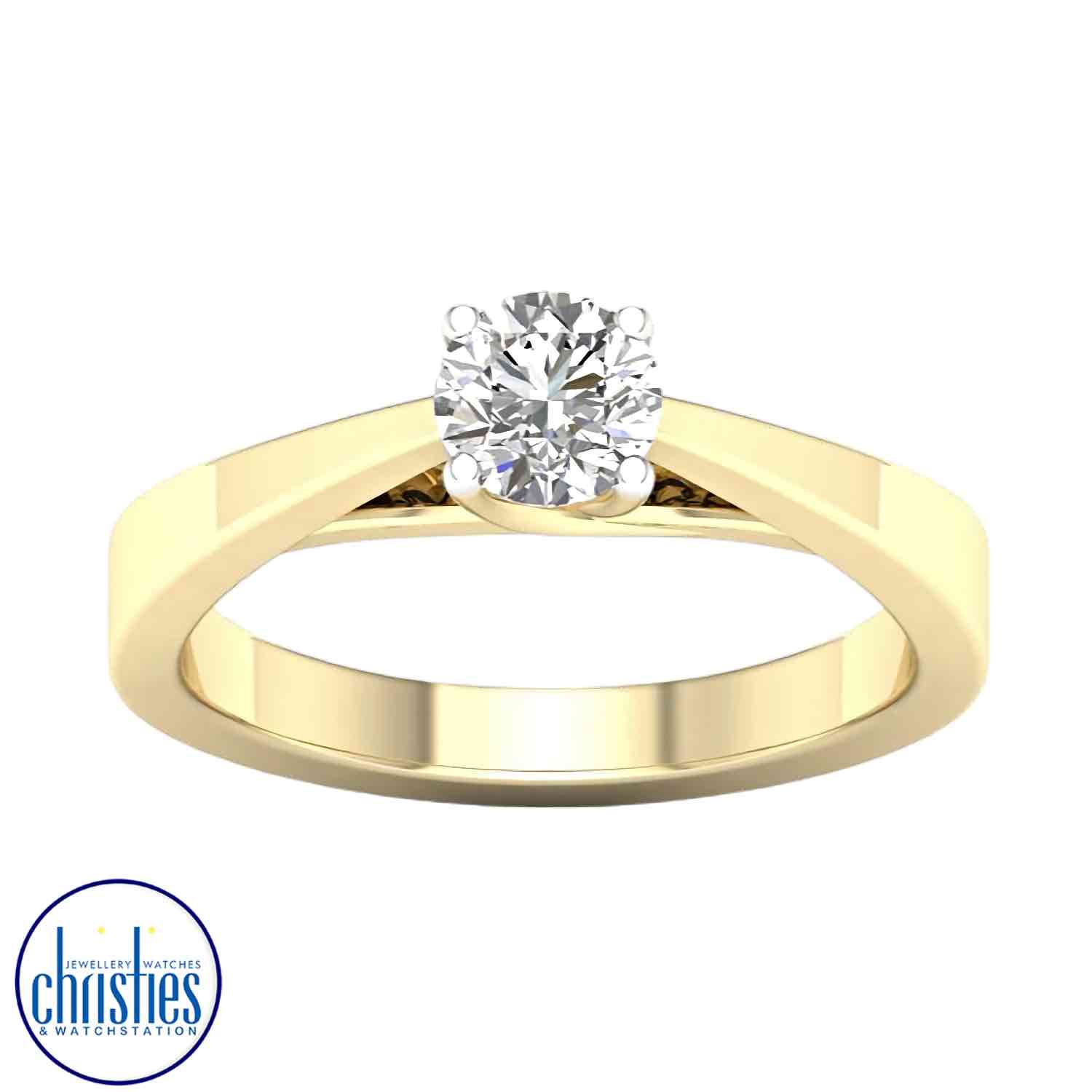 9ct Yellow Gold Diamond Solitaire Ring  0.50ct RS0610_.  Affordable Engagement Rings Nz $3,495.00