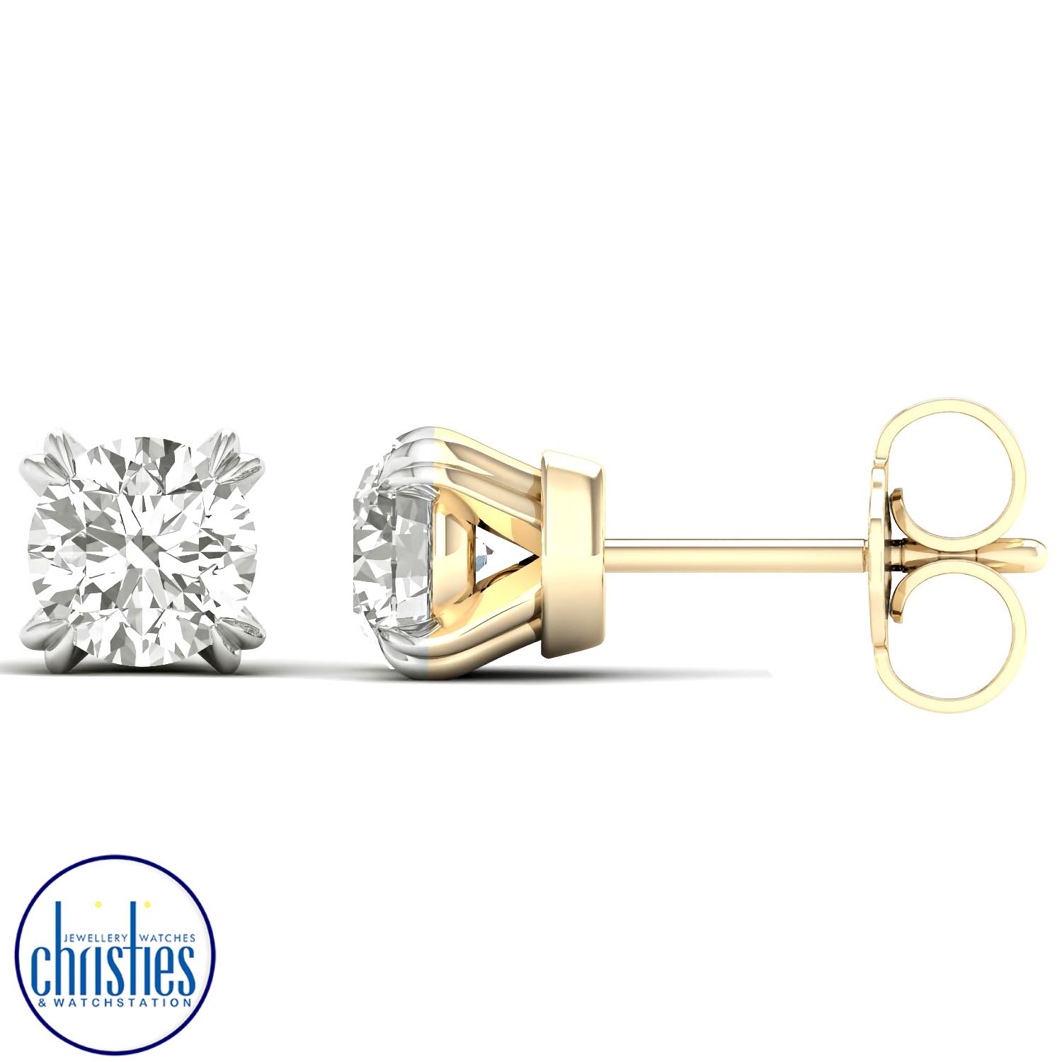 9ct Yellow Gold Diamond Stud Earrings 0.30ct TDW solitaire diamond necklace nz