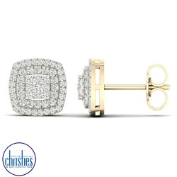9ct Yellow Gold Diamond Stud Earrings 0.33ct TDW