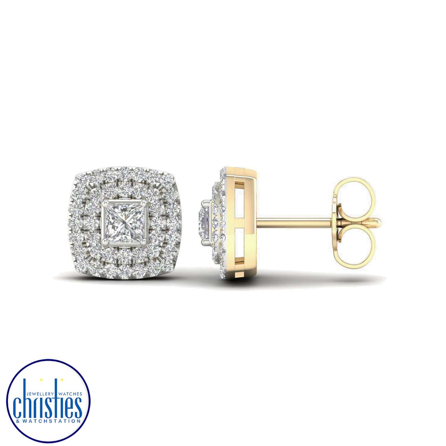 9ct Yellow Gold Diamond Stud Earrings 0.50ct TDW .  Affordable diamond earrings nz $1,650.00