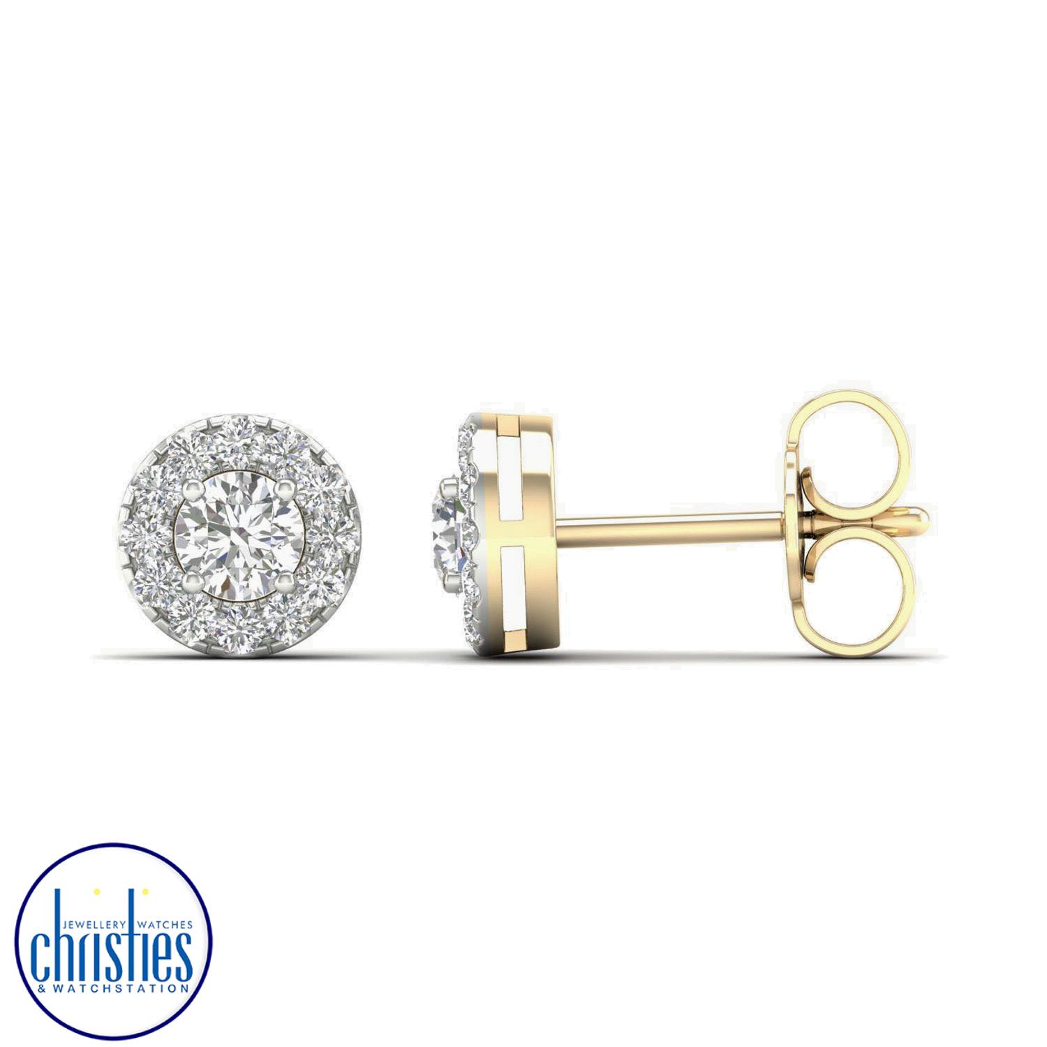 9ct Yellow Gold Diamond Stud Earrings 0.50ct TDW EF19633.  Affordable diamond earrings nz $2,150.00