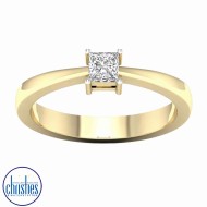 9ct Yellow Gold Princess Cut Diamond Solitaire Ring 0.25ct RS1334