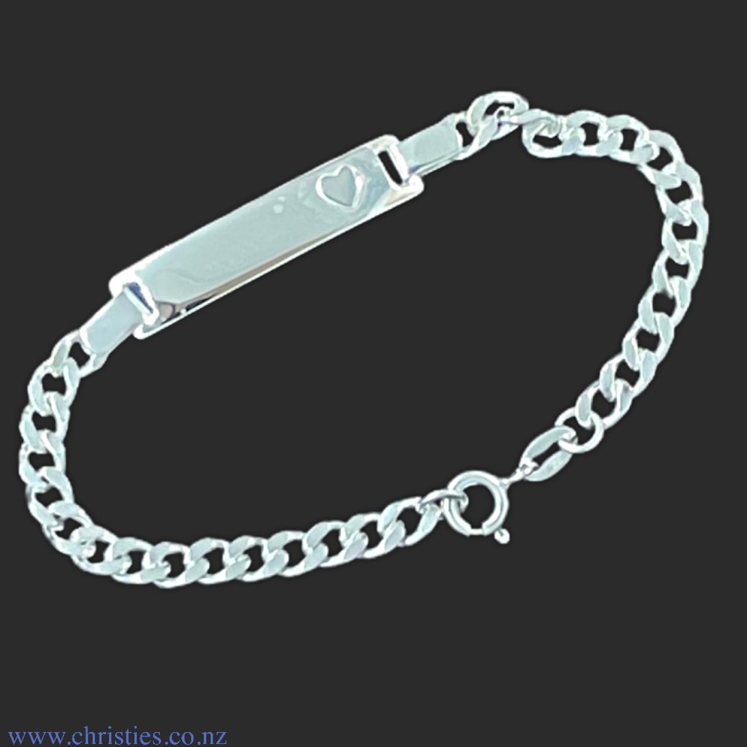 BID19/15 Sterling Silver ID Curb Link Baby Bracelet BID19/15 Afterpay BID19/15 Sterling Silver ID Curb Link Baby Bracelet. Baby Identification bracelet crafted in 925 sterling silver and set with embossed heart Afterpay - Split your purchase into 4 instalments - Pay for your purchase over 4 instalments, due every two weeks.