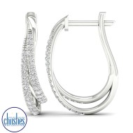 9ct White Gold Diamond Hoop Earrings 0.33ct TDW EF20518 9ct White Gold Diamond Hoop Earrings 0.33ct TDW EF20518