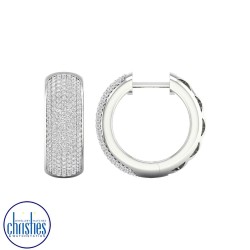 9ct White Gold Diamond Huggie Earrings 1.00ct TDW  