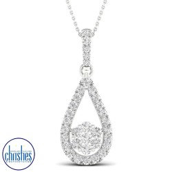 18ct White Gold Diamond Set Pendant 0.40ct TDW 