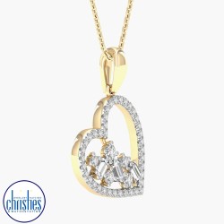 9ct Yellow Gold Diamond Set Heart Pendant 0.33ct TDW PH4677