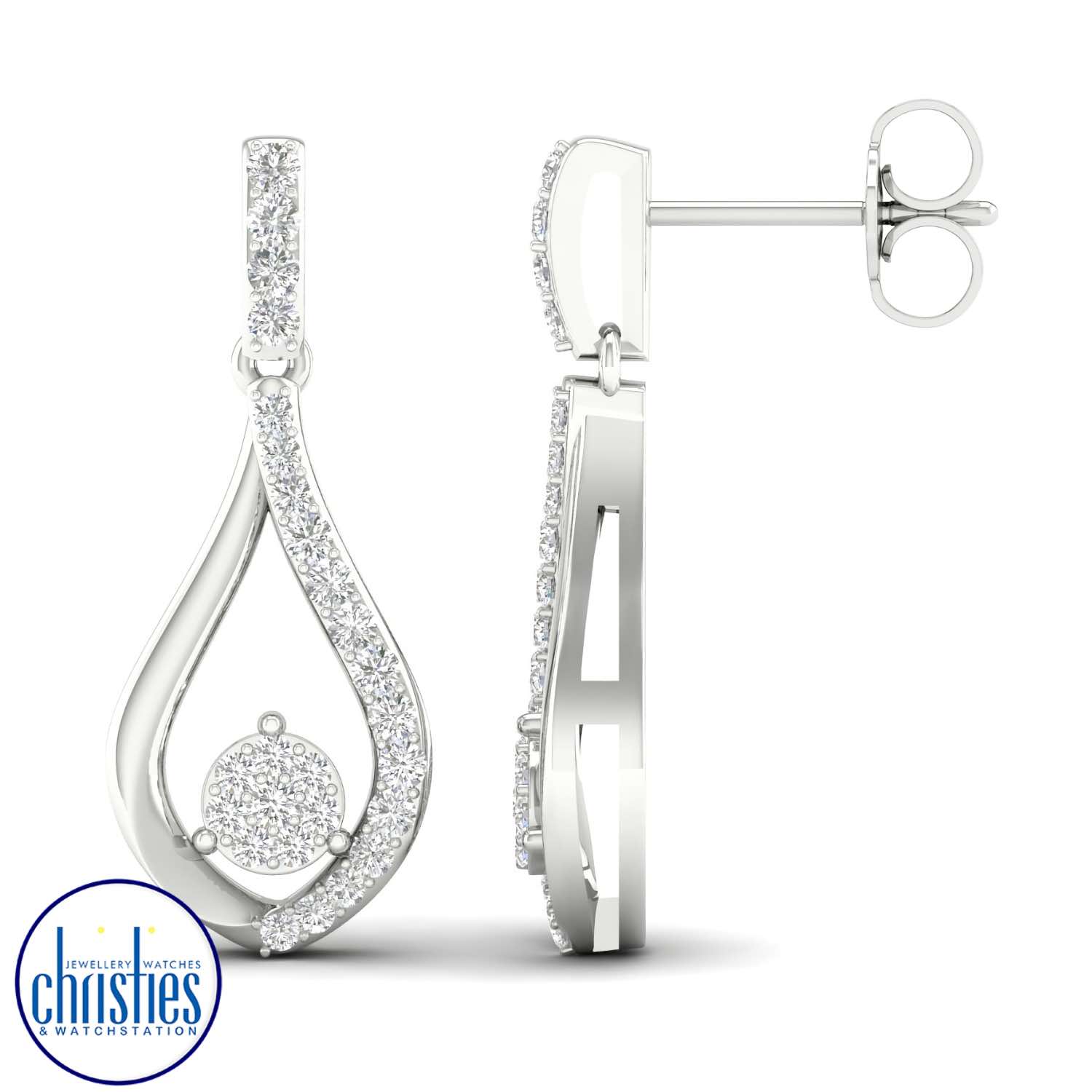 9ct White Gold Diamond Drop Earrings 0.25ct TDW EF13464/9KW chunky gold necklace nz 9ct White Gold Diamond Drop Earrings 0.25ct TDW solitaire diamond necklace nz