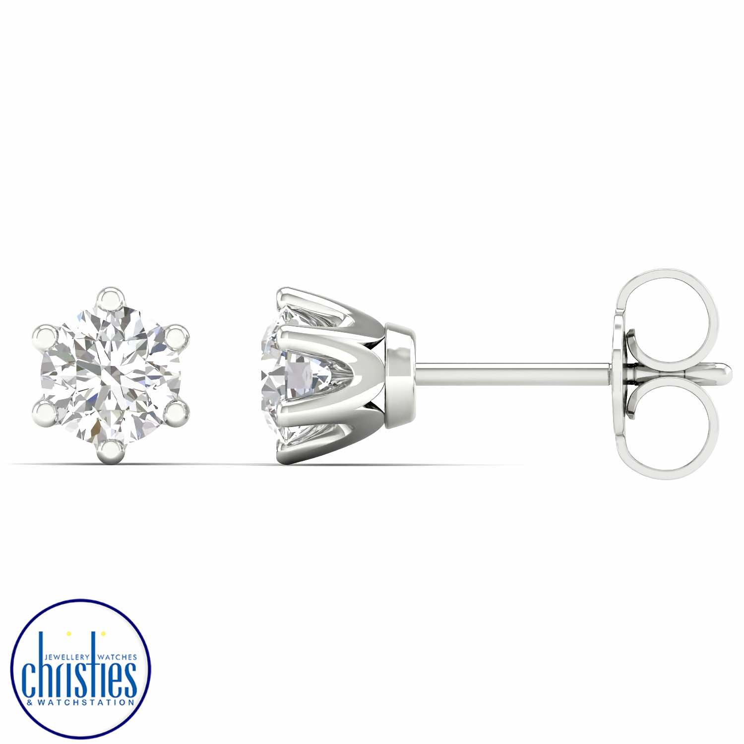9ct White Gold Diamond Stud Earrings 0.33ct  TDW solitaire diamond necklace nz