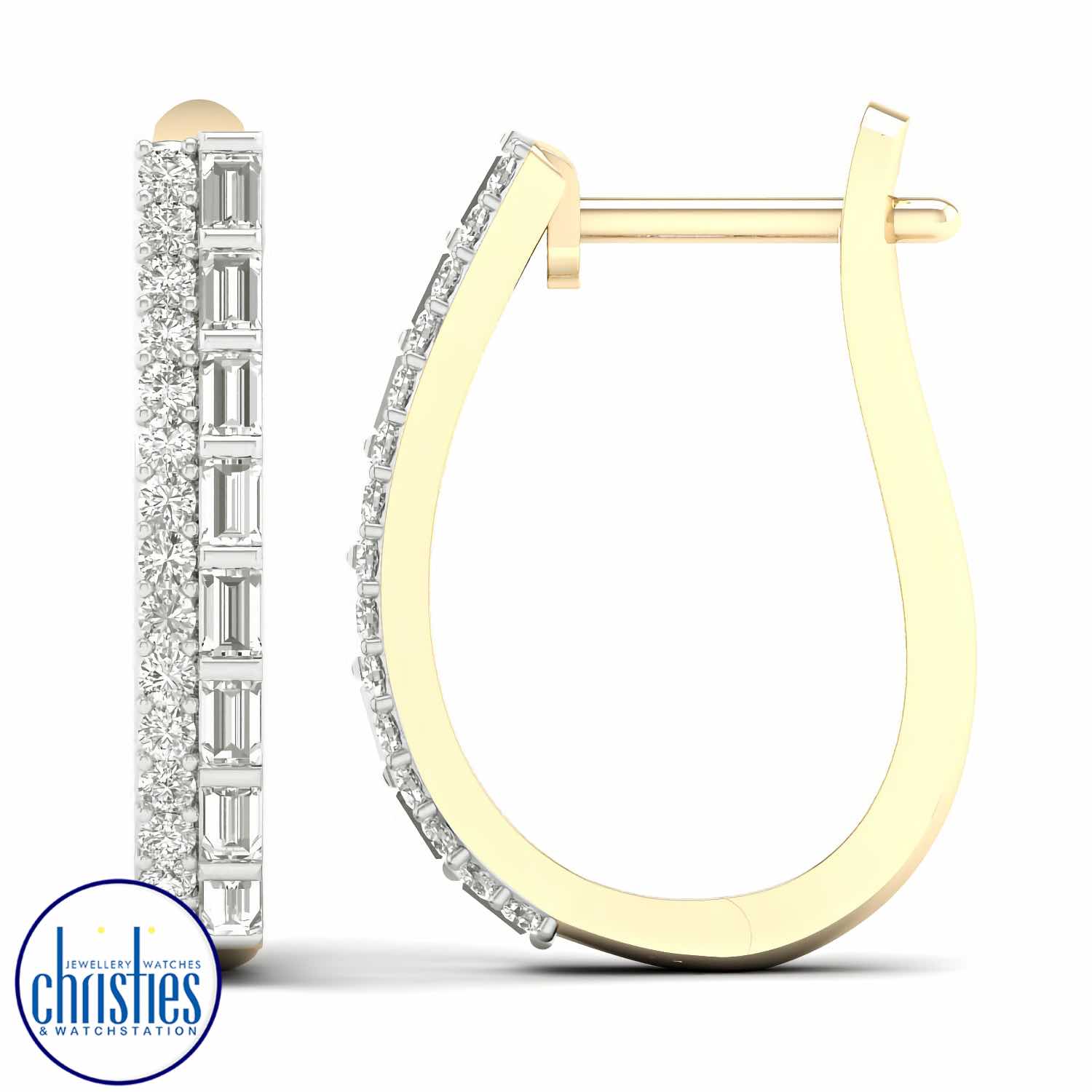 18ct Yellow Gold Diamond Huggie Earrings 0.50ct TDW EF19484/18KY chunky gold necklace nz 18ct Yellow Gold Diamond Huggie Earrings 0.50ct TDW solitaire diamond necklace nz