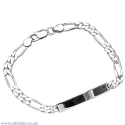 IDFG150H6C20 Sterling Silver ID Figaro Medium Bracelet
