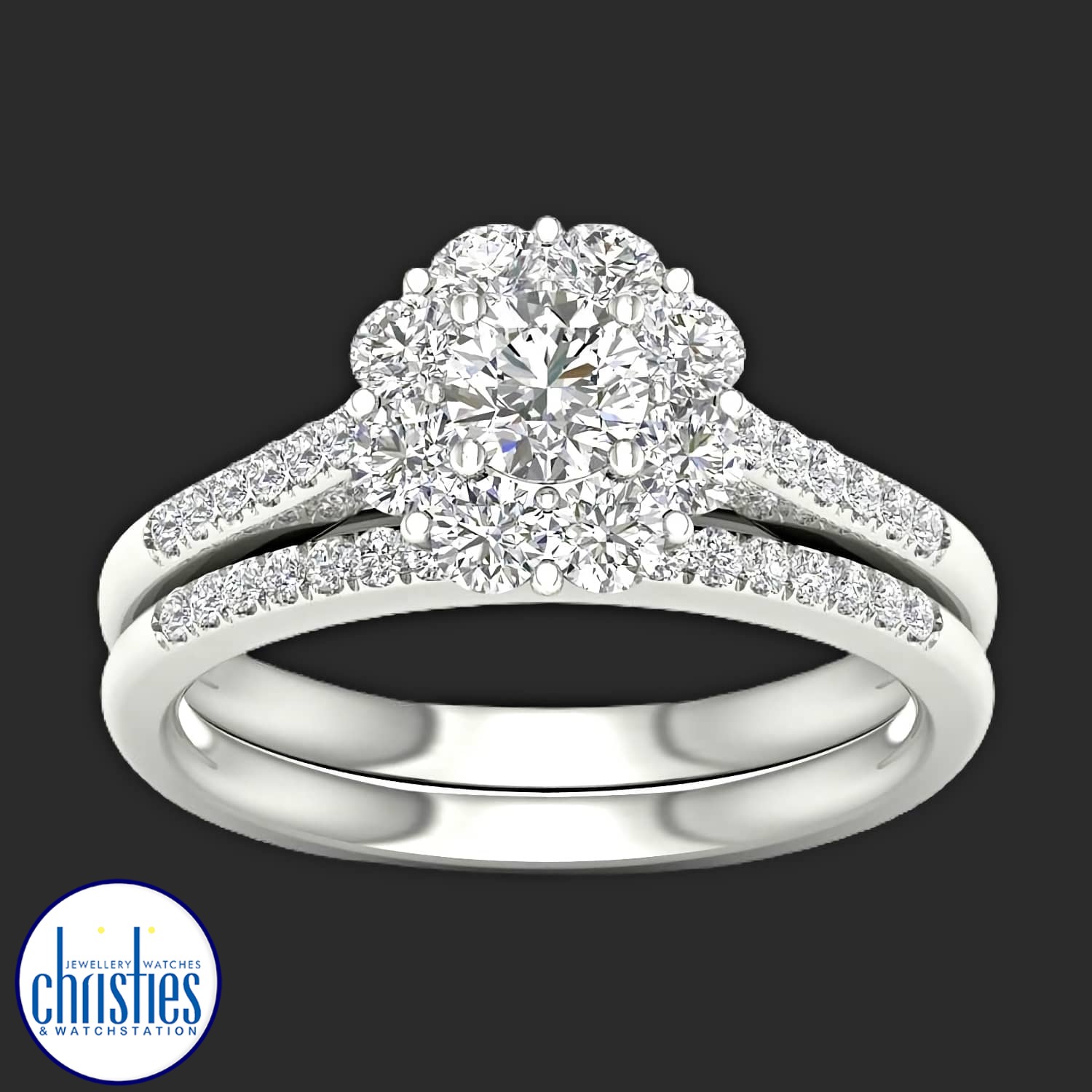 18ct White Gold Diamond Bridal Set 1.00ct TDW MSD0354 – Elegant Engagement Rings NZ 18ct White Gold Diamond Bridal Set 1.00ct TDW MSD0354 – Elegant Engagement Rings NZ