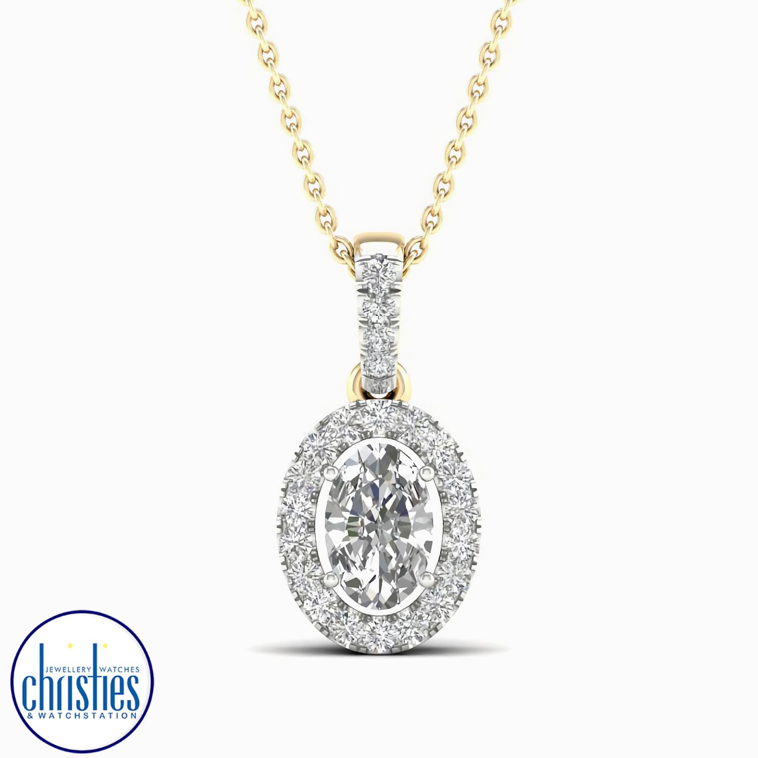 9ct Yellow Gold Diamond Set 0.25ct TDW Pendant PF11059.  mens gold cross necklace nz $1,195.00