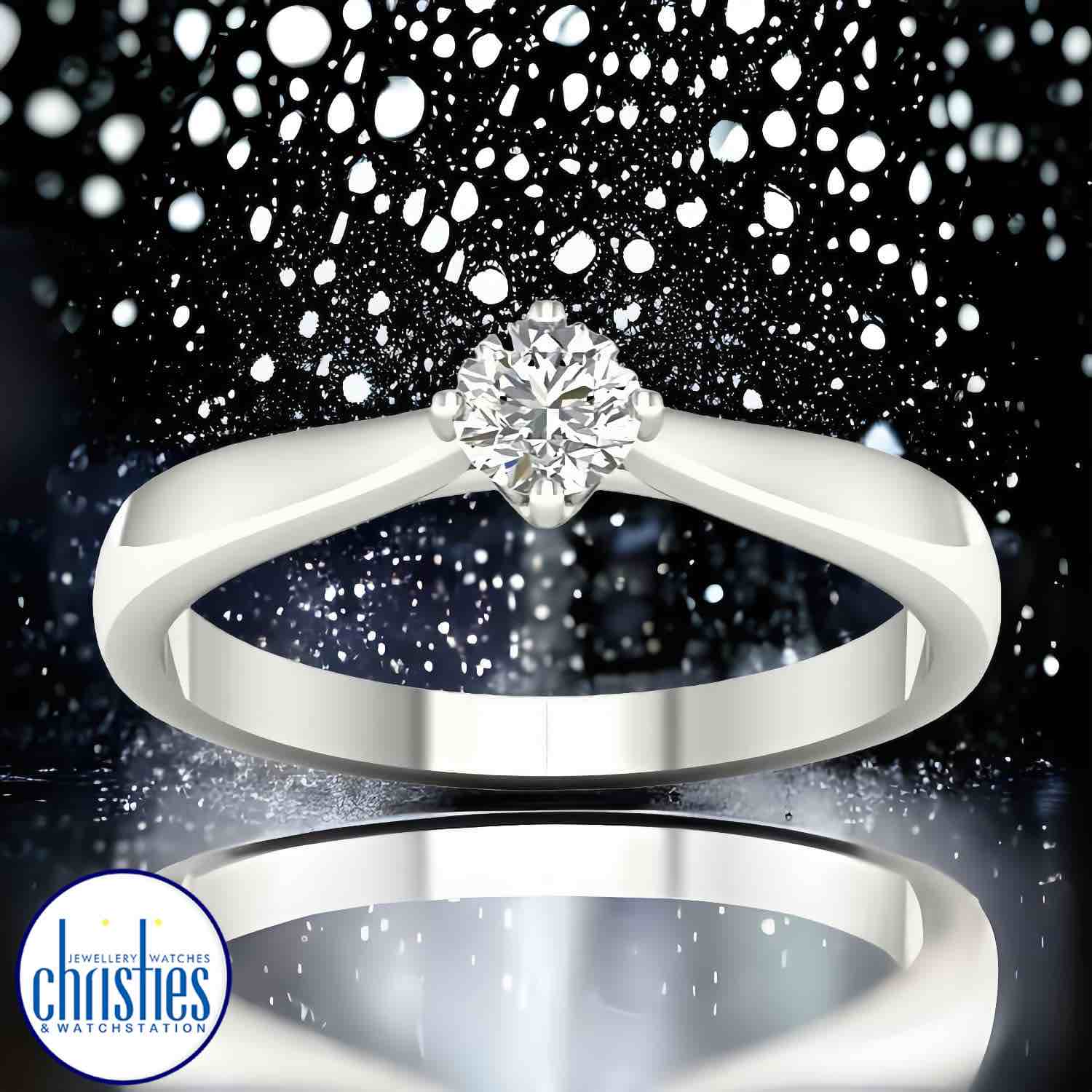 Say "yes" to forever with this stunning 9ct White Gold Diamond Solitaire Engagement Ring. 
