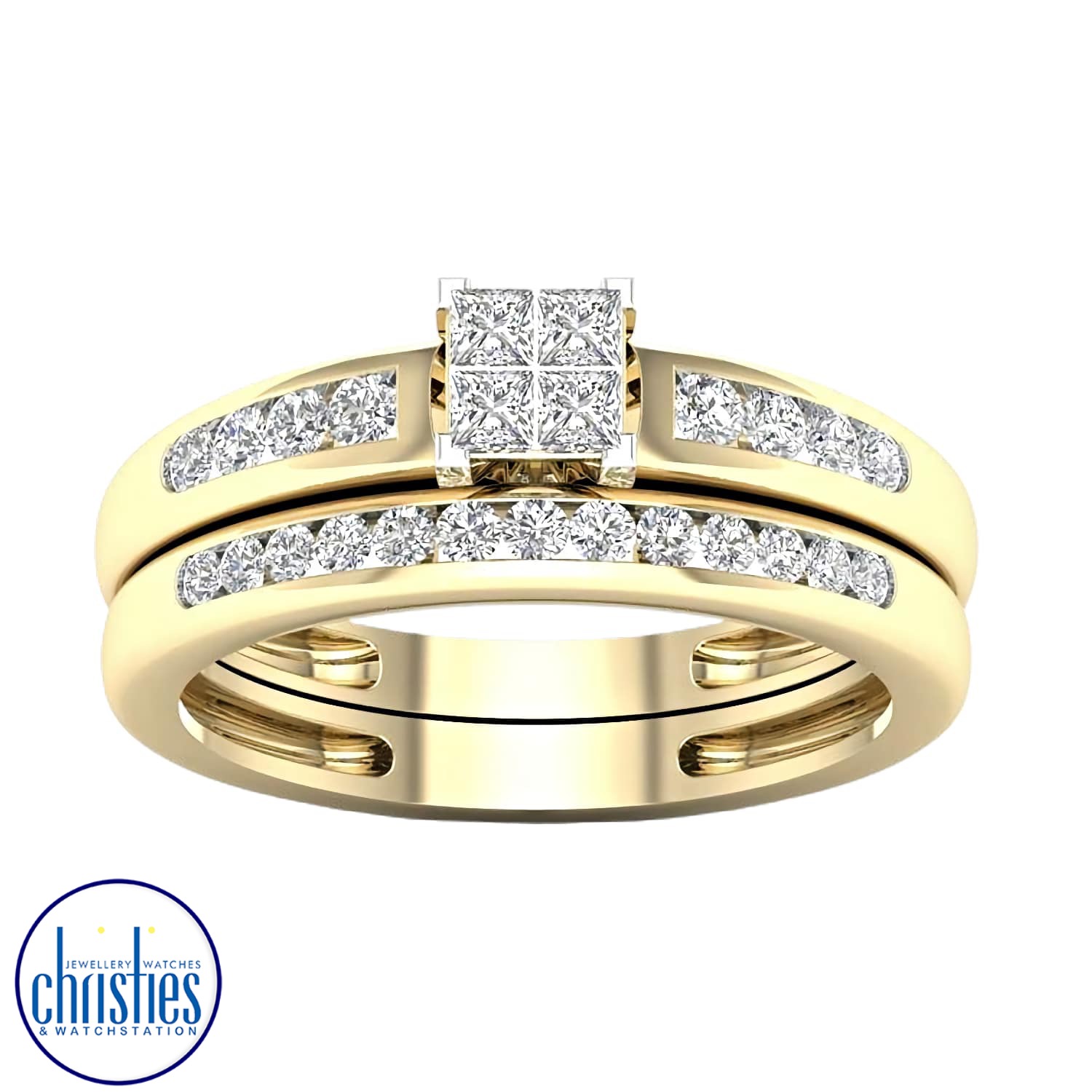 9ct Yellow Gold Diamond Bridal Set Ring 0.50ct TDW RB16215 PLU23521 Watches NZ