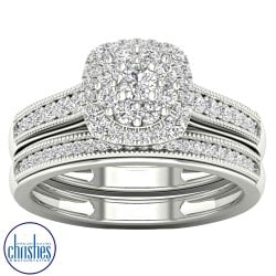 9ct White Gold Diamond Bridal Ring Set 0.50ct TDW RB14430
