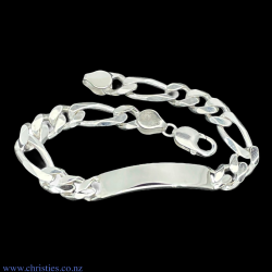 20632 Sterling Silver ID Figaro Heavy Bracelet