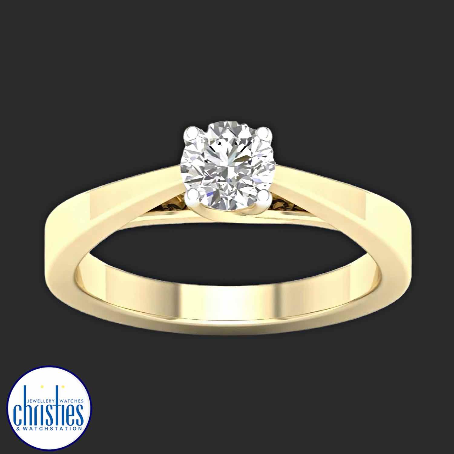 9ct Yellow Gold Diamond Solitaire Ring  0.50ct RS0610_.  Affordable Engagement Rings Nz $3,495.00