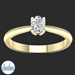 9ct Yellow Gold Oval Diamond Solitaire Ring 0.50ct RS0899