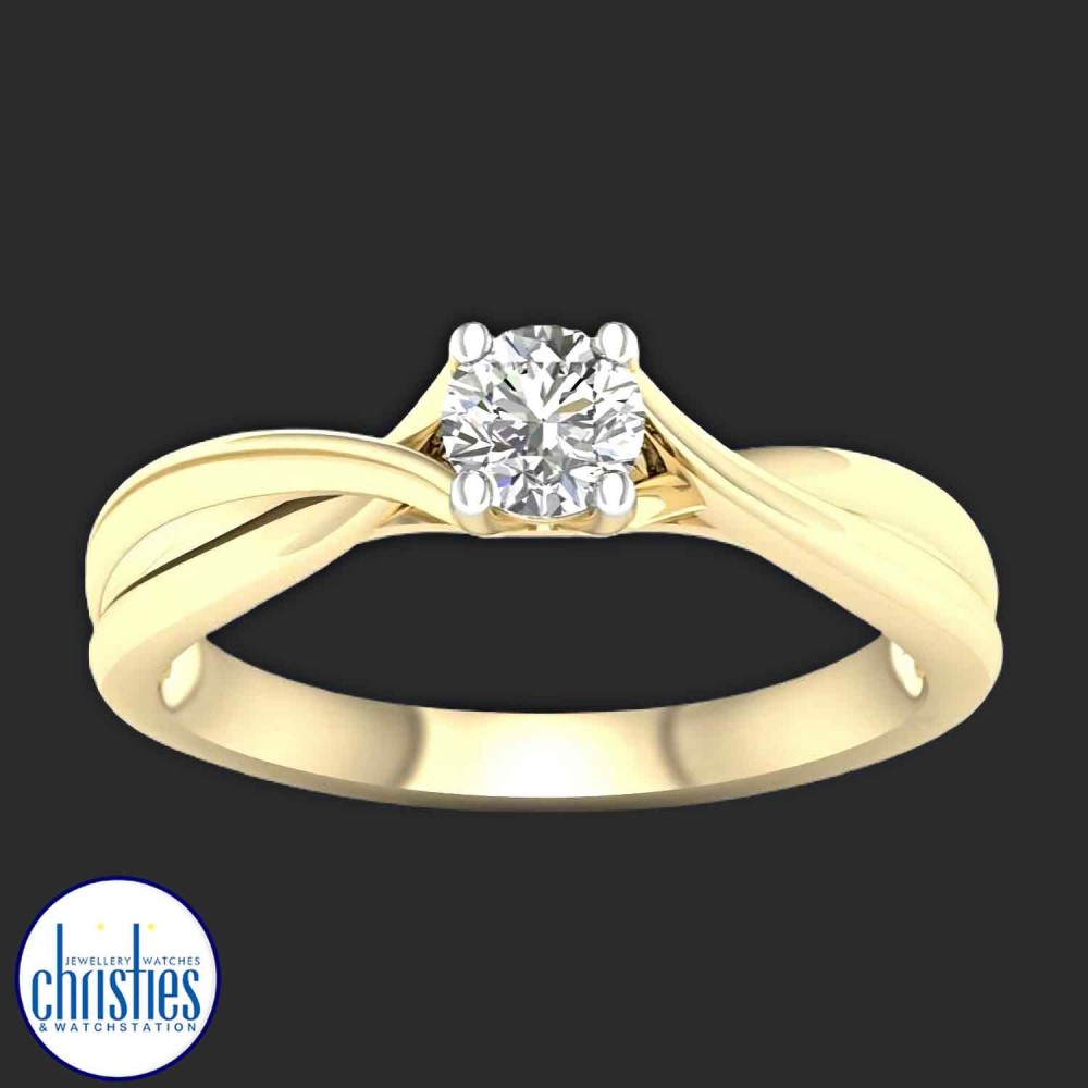 9ct Yellow Gold Diamond Solitaire Ring 0.33ct RS1301.  Affordable Engagement Rings Nz $1,995.00