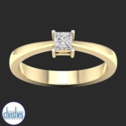 9ct Yellow Gold Princess Cut Diamond Solitaire Ring 0.25ct RS1334