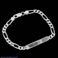 IDFG150H6C20 Sterling Silver ID Figaro Medium Bracelet