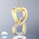 This 9ct yellow gold diamond set twin heart pendant is a true symbol of love and affection. This pendant is sure to take their breath away, boasting 25 sparkling diamonds with a total diamond weight of 0.15ct. 