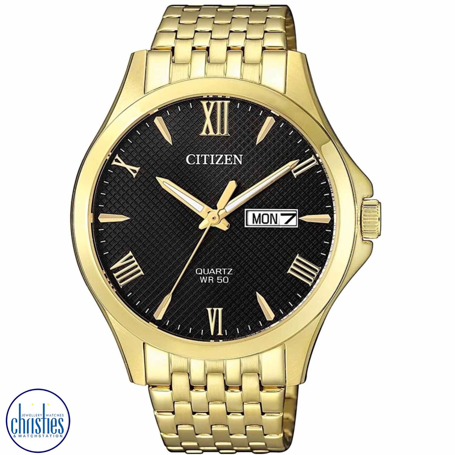 Christies Jewellery - BF2022-55H Citizen Gold Tone Black Dial Day Date Watch Watches NZ BF2022-55H Citizen Gold Tone Black Dial Day Date Watch BF2022-55H Watches NZ
